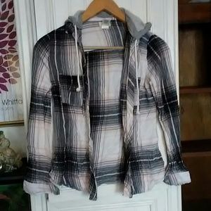 Button down hooded flannel